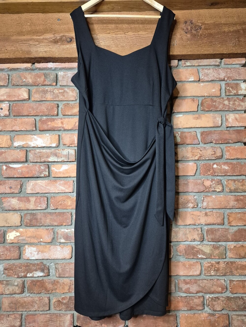 Addition Elle NWT Plus Size 3X Draped Wrap Overlay Midi Dress Asymmetrical Belt